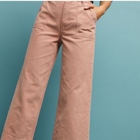 NWT FRYE Nadia Wide Leg Canvas Pant, Rose - Picture 2 of 3